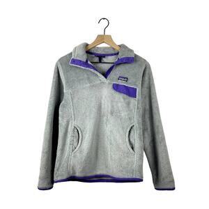 Patagonia grey purple quarter snap fleece pullover sweatshirt size medium